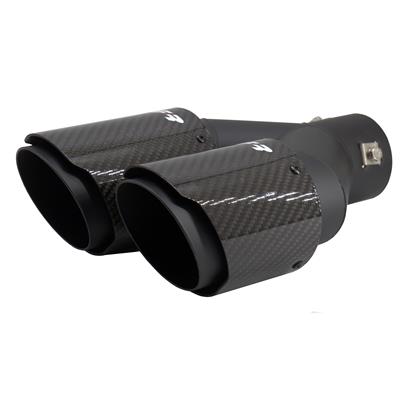 Muffler Tip round id 66mm double shifted carbon&stainless