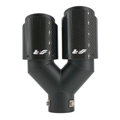 Muffler Tip round id 66mm double shifted carbon&stainless