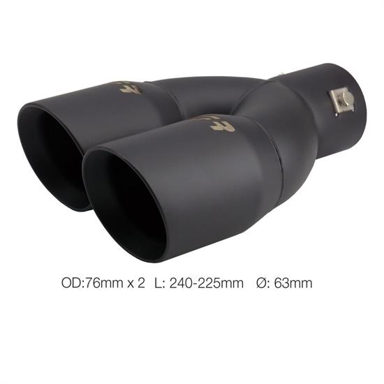 Muffler Tip round id 63mm double slant shifted black steel