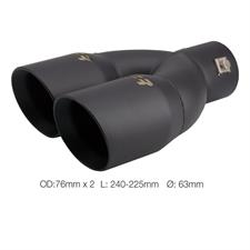 Muffler Tip round id 63mm double slant shifted black steel