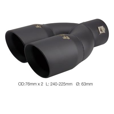 Muffler Tip round id 63mm double slant shifted black steel