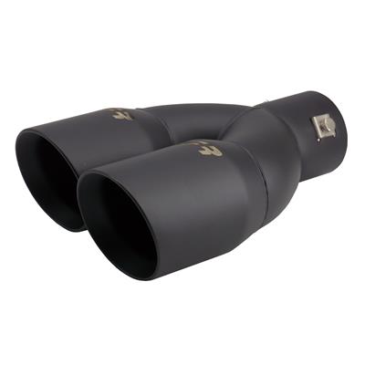 Muffler Tip round id 63mm double slant shifted black steel
