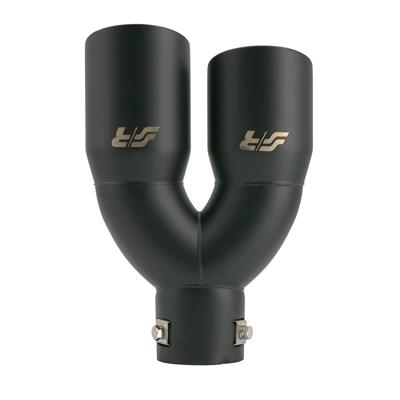 Muffler Tip round id 63mm double slant shifted black steel