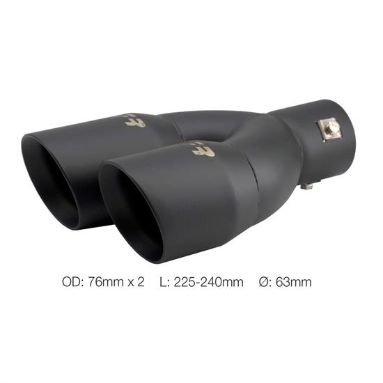 Muffler Tip round id 63mm double slant shifted black steel
