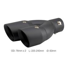 Muffler Tip round id 63mm double slant shifted black steel