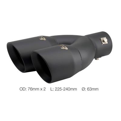 Muffler Tip round id 63mm double slant shifted black steel