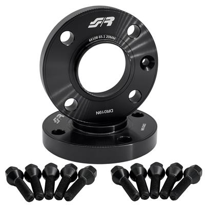 2 wheel spacers black 20mm 4x108 center hole 65,1 with bolts