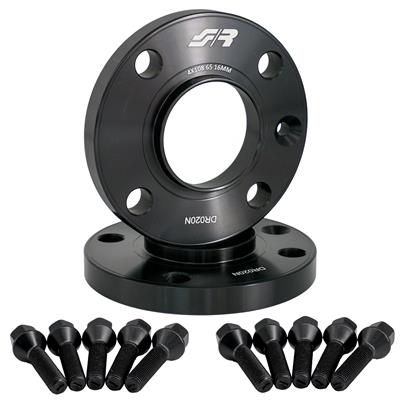 2 wheel spacers black 16mm 4x108 center hole 65,1 with bolts