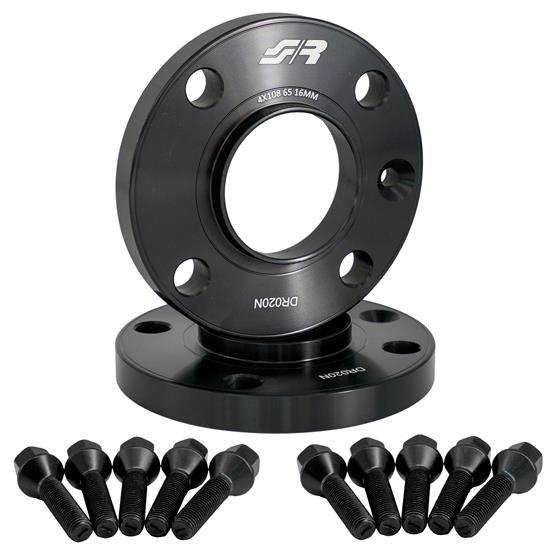 2 distanziali ruota neri 16mm 4x108 centraggio 65,1 con bull.