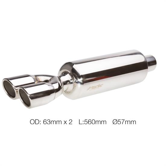 Muffler round id 57mm double stainless steel